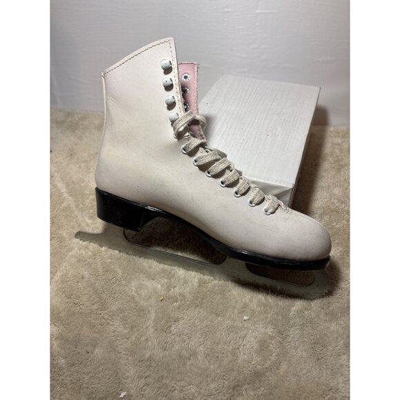Vintage Lange Classic Ice Skates Womens Size 6 White Leather Canada Figure Skate - Picture 11 of 16